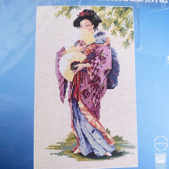 Janlynn Designs for the Needle Japanese Lady Counted Cross Stitch Kit 10x16 14Ct - Picture 1 of 6
